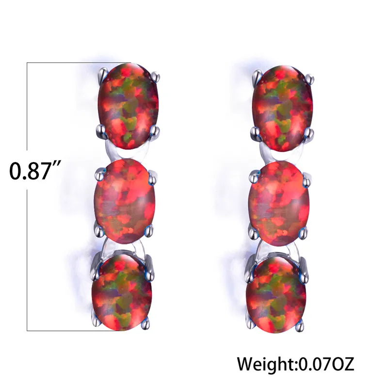 Милые женские Овальные серьги-гвоздики, винтажные 925 пробы серебряные двойные серьги для женщин, Boho белые зеленые синие Серьги с огненным опалом