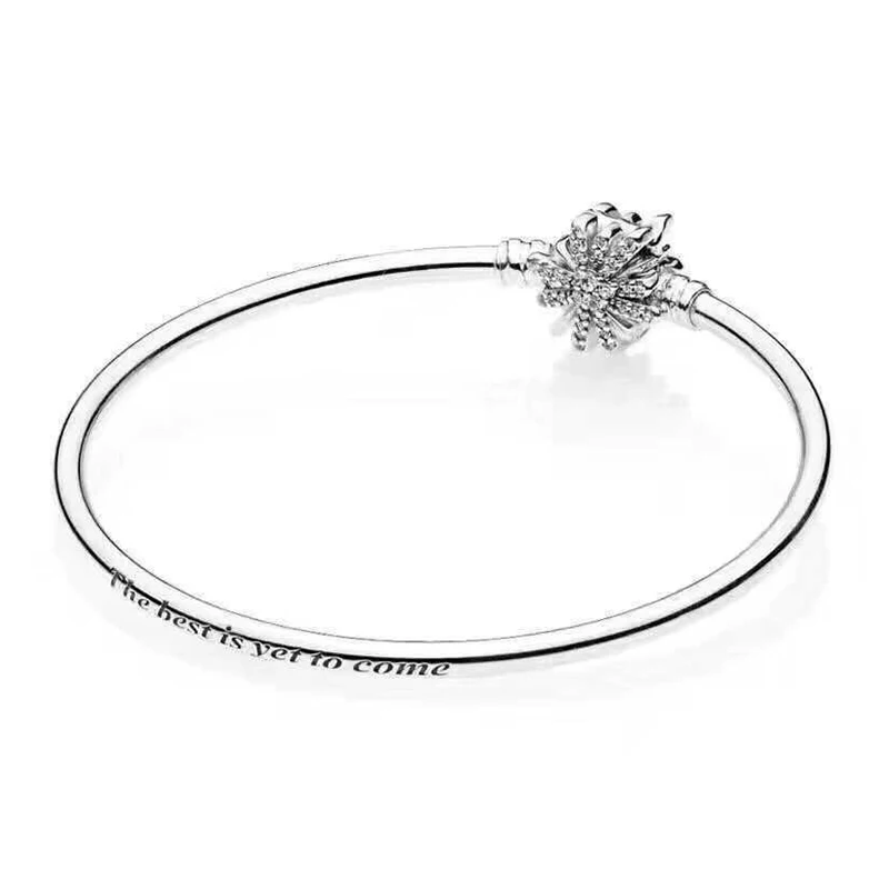 

2018 Winter 925 Sterling Silver Original Sparkling Dazzling Fireworks Europe Bangle Fit Charm Bracelet DIY Jewelry 597563CZ