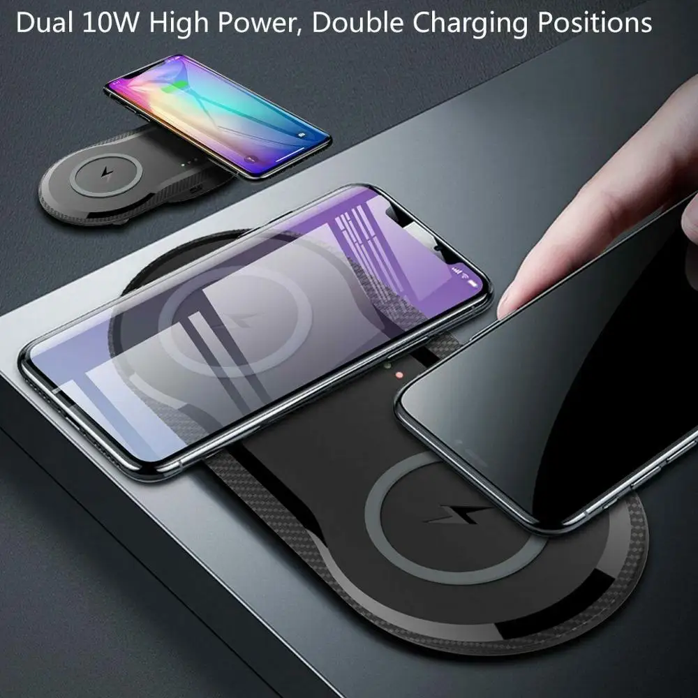 

Qi Wireless Charger 10W Fast Charging Pad Dock Station for Samsung Galaxy S10 S10 Plus USB Wireless Charging for iPhone X XS XR