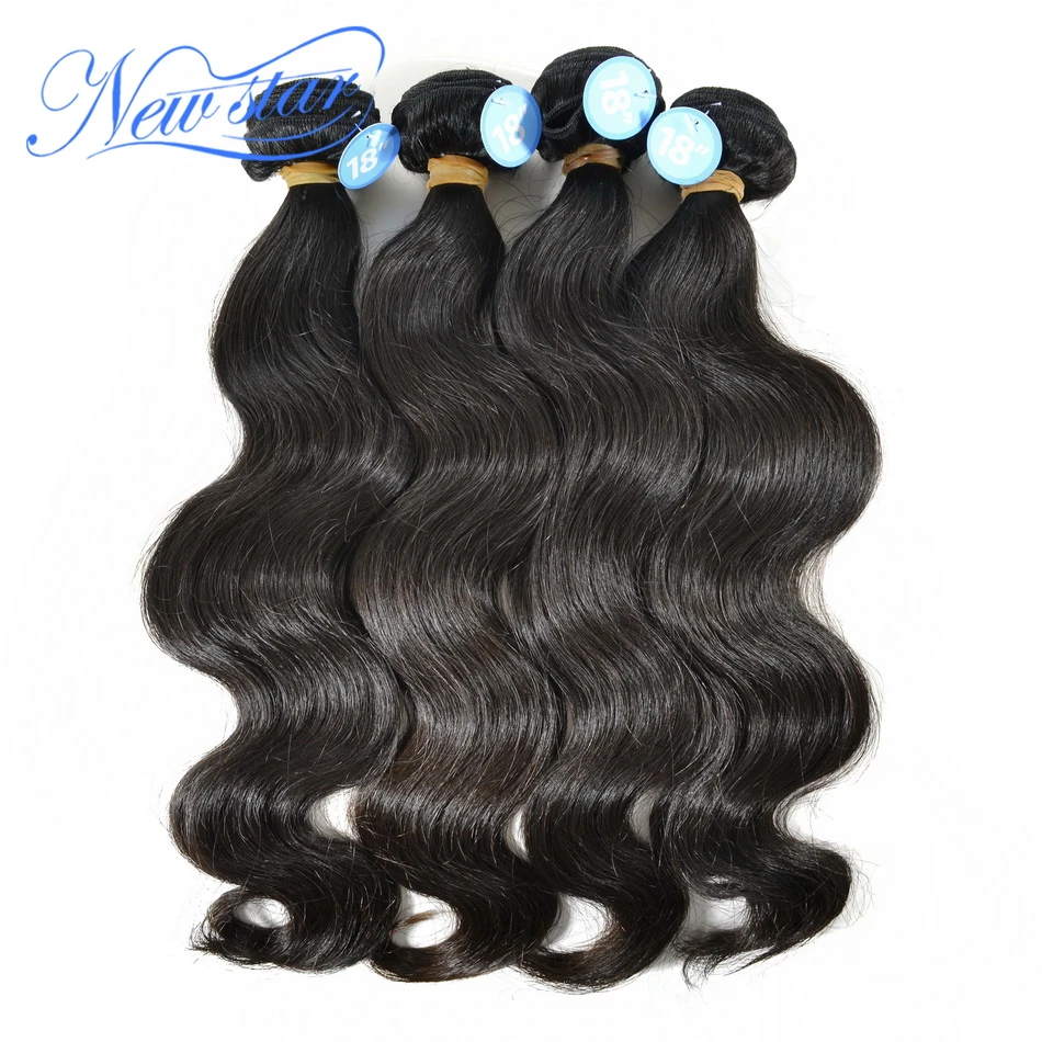 

New Star Peruvian Body Wave Bundles 4Pcs Virgin Human Hair Thick Weave Extension Natural Color Hair Unprocessed Raw Hair Weaving