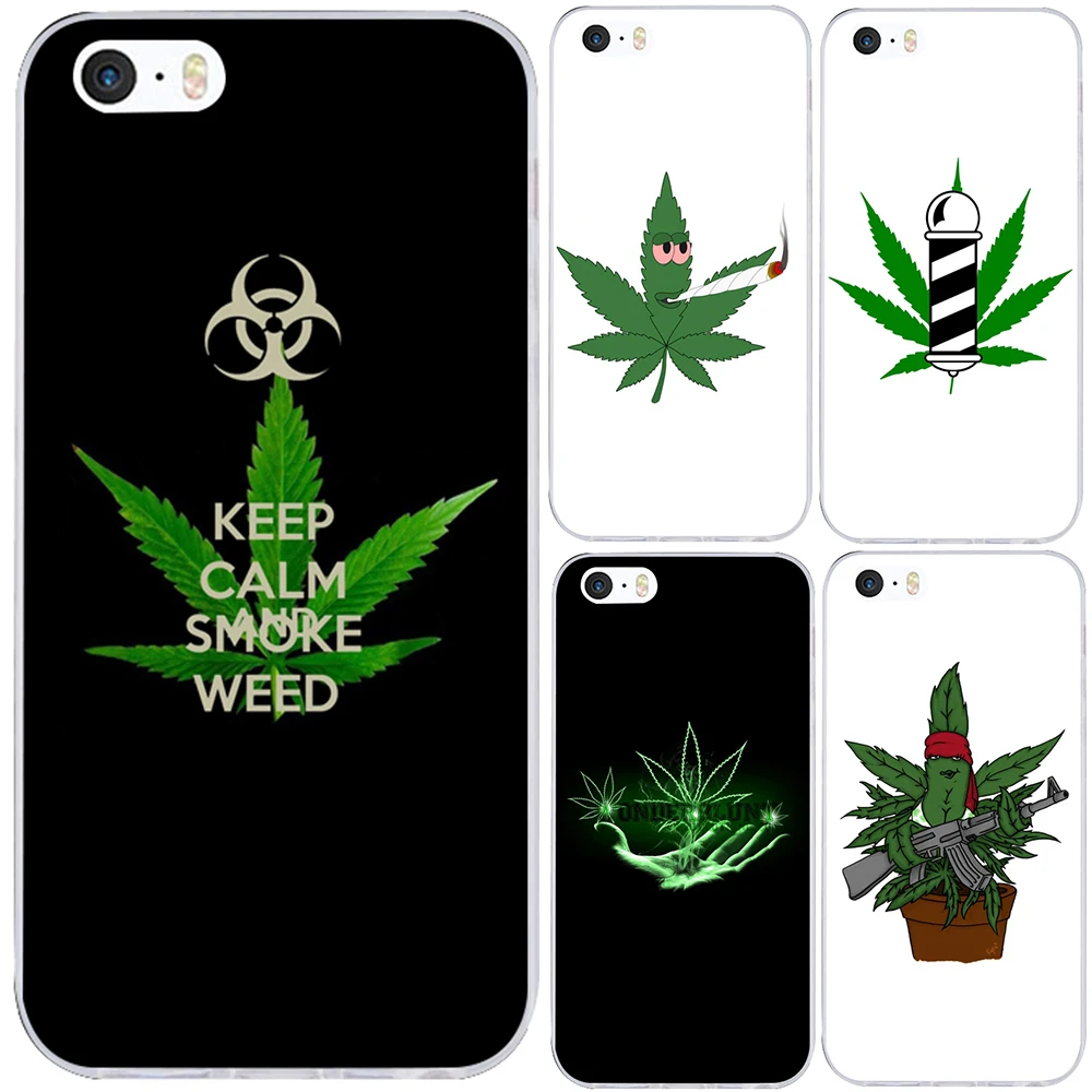 

Tropical weed hemp leaves Silicone Case for iPhone 5 5S 6 6S 7 8 Plus X XR XS Max Shell