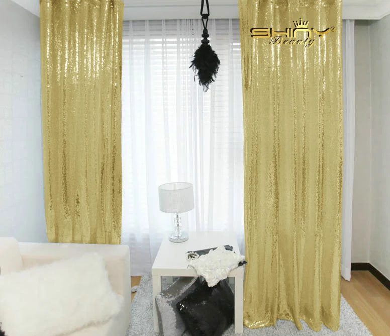 

ShinyBeauty 7x7ft-Light Gold Sequin Backdrop,Decorative Curtain,Sequin Curtains For Weeding/Party-More Color Options-Rr