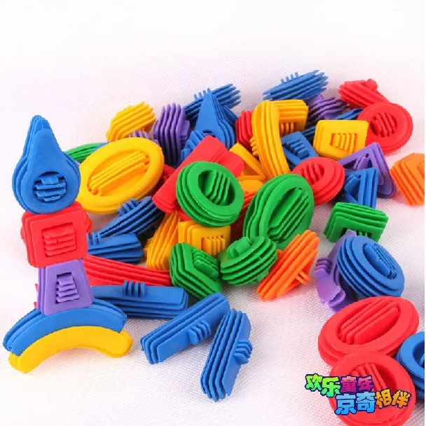 

JingQi plastic toy baby birthday gift soft geometry Irregular shape DIY building block educational blocks 1 bag free shipping