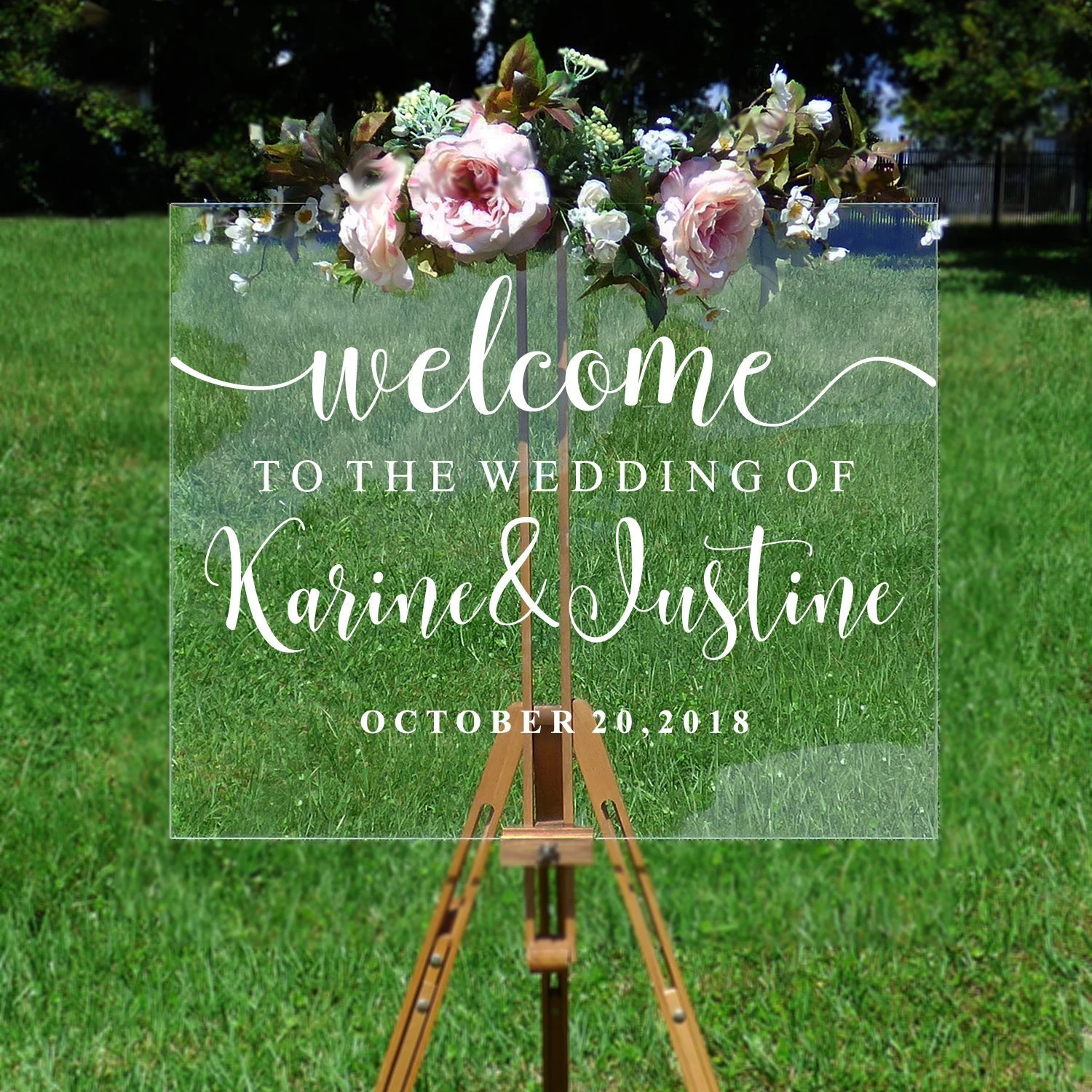 Wedding decoration Welcome Sign sticker Personalized Couples Names and Dates Mirror Decal Bridal Shower Custom Vinyl G626 | Дом и сад