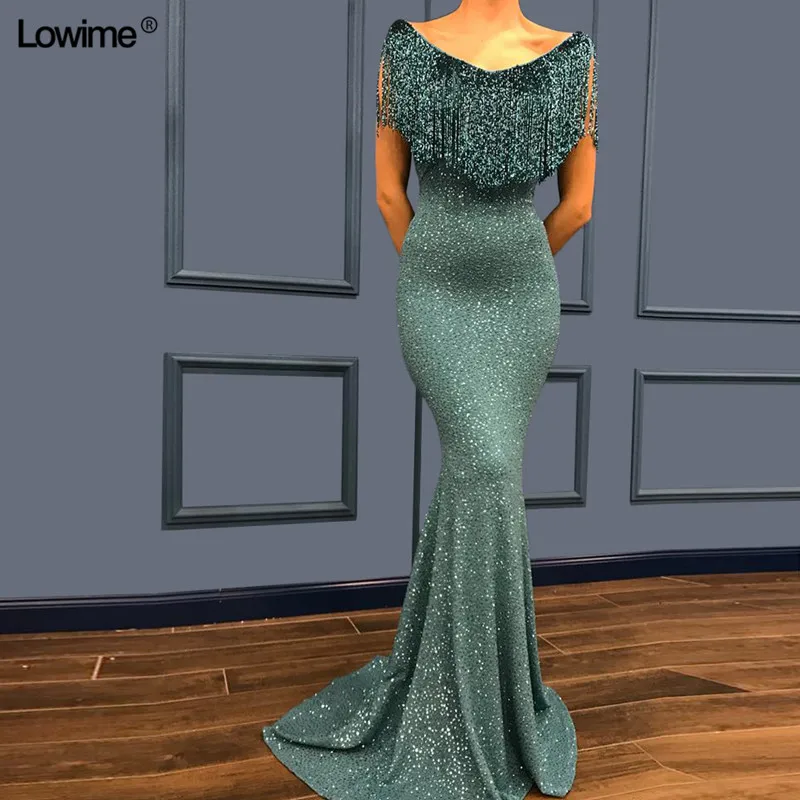 

New Arrival Muslim Prom Dresses Mermaid Sleeveless Zipper Back Long Evening Celebrity Red Carpet Gowns With Flow Rate And Sequin
