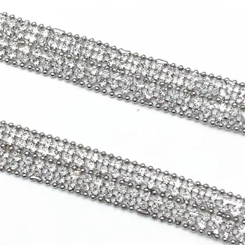 

5Yards/lot Silver Rhinestone and Beads Cup Chain Trims for Dress Clothes Design Crystal Decorative Accessories