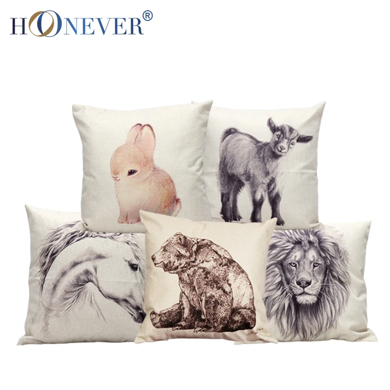 Cute Animal Decorative Cushion Covers Cute Throw Pillow Covers Colorful Pillow Case Lion Horse ...