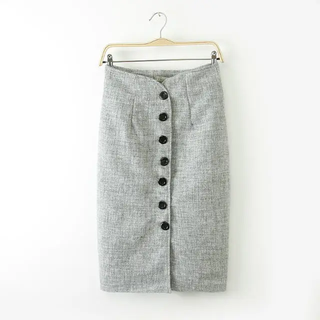 new Korean version of a split -breasted woolen skirts Slim package hip retro high waist pencil skirt 102 721 | Женская одежда