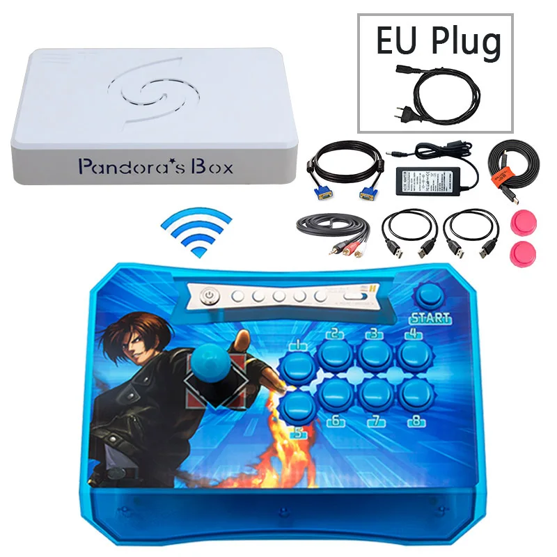 Pandora Box 6 1300 в 1 беспроводной аркадный бой палка аркадный контроллер части для ПК PS3 ТВ аркадный контроллер 2 игрока Консоль 3d - Цвет: 1P blue EU plug