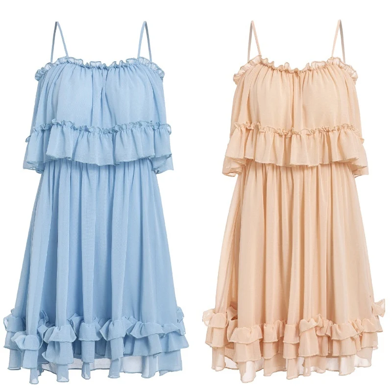 BeAvant-Off-shoulder-strap-chiffon-summer-dresses-Women-ruffle-pleated-short-dress-pink-Elegant-holiday-loose(5)