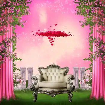 

column pink flower leaves tree grass heart-shaped pink Backgrounds Vinyl cloth High quality Computer print wall backdrops