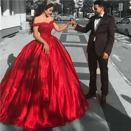 1 Винтажные аппликации вышивка с плеча атласные Бисероплетение vestidos de 15 anos quinceanera пышные платья - Цвет: 1