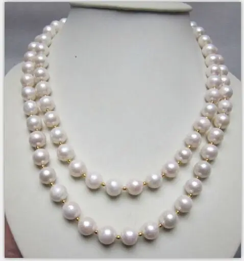 

single strand 9-10mm south sea round white pearl necklace 38inch 14KGP