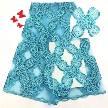 

New French Nigerian sequins beads net lace,African tulle mesh Sequence lace fabric high quality for wedding dress 5yards/lot