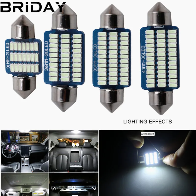 Светодиодная лампа Festoon 31 мм 36 39 41 C5W C10W 3014 SMD Canbus без ошибок для салона автомобиля