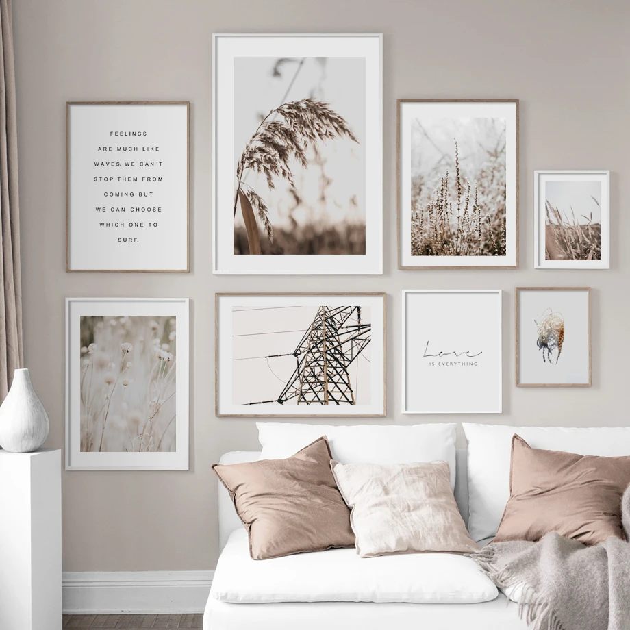 Fall Reed Flower Leaves Plant wire quotes Wall Art Холст Живопись скандинавские плакаты и принты настенные картины для декора гостиной