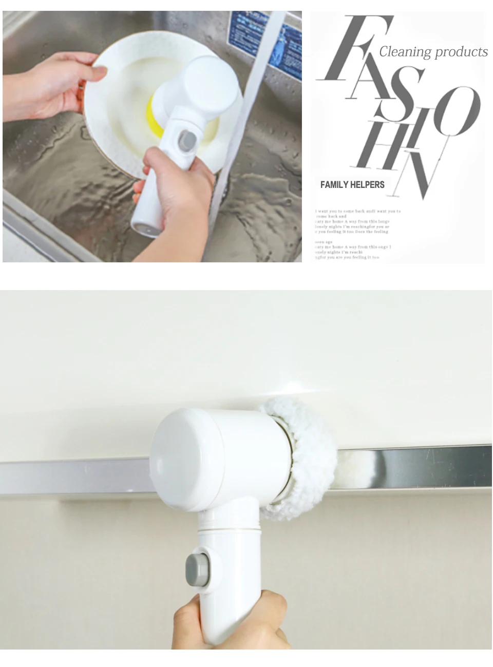 5 in 1 Multi function Cleaning Brush Handheld Power Scrubber Brush Electric Spin Cleaning Brush KitchenBathroomWindow Cleaner  (2)