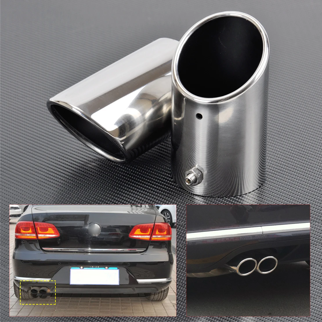 Radracing Exhaust Muffler Tail Pipe Tip Stainless Steel Compatible Passat CC 2008 2009 2010 2011 2012 2013 2014 2015 Radracing Exhaust Muffler Tail Pipe Tip Stainless Steel Compatible Passat CC 2008 2009 2010 2011 2012 2013 2014 2015