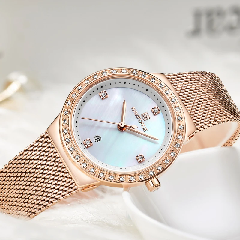 2019 NAVIFORCE New Women Luxury Brand Watch Fashion Rose Gold Quartz Watches Female Clock Casual Ladies 5
