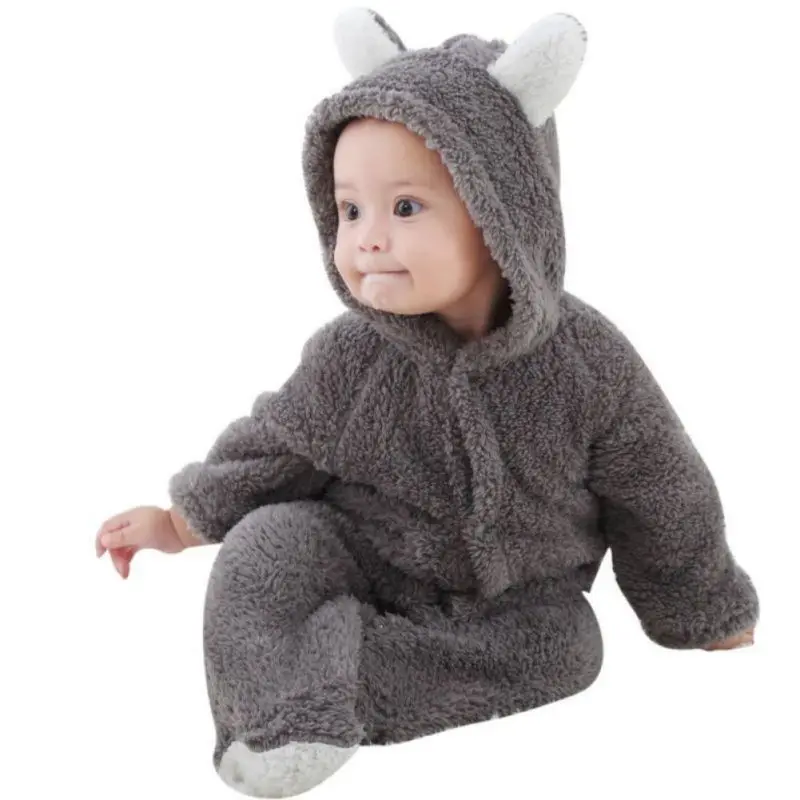 Детский комбинезон осень-зима, теплый комплект одежды для новорожденных девочек, милый комбинезон с объемными ушками медведя, комплект