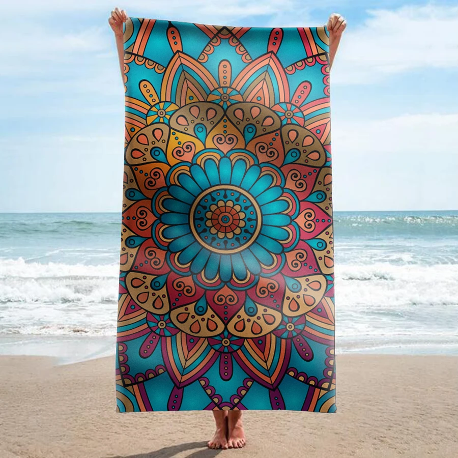 

GNORRIS Custom Sand Free Microfiber Mandala rectangle Beach Towel Blanket - Quick Dry Super Water Absorbent Yoga mat