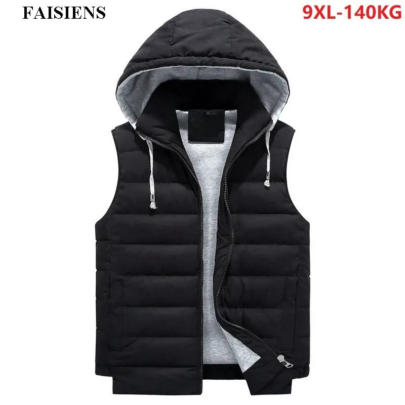 FAISIENS Thick Men Vests Hooded Coat Plus Size 6XL 7XL 8XL 9XL Winter