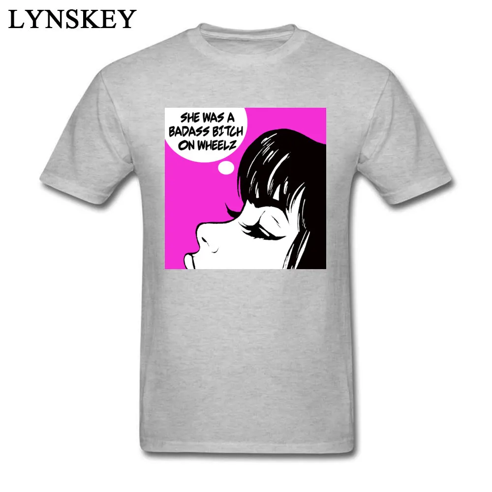 100% Cotton Fabric T Shirt for Boys Birthday Tops Tees Graphic Summer/Autumn Casual Retro Badass Pop Art Girl O Neck Sweatshirts Retro Badass Pop Art Girl grey