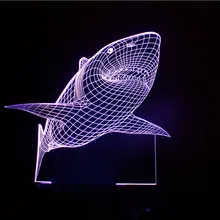 Настольные лампы декоративная светодиодная лампа меняющая цвет света с акулой Полный 3D эффект иллюзии забавная лампа с сенсорным питанием