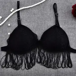 Для женщин Push Up Lace Bralette мягкая бесшовная Нижнее белье Плюс Размеры бюстгальтер Беспроводной черный, белый цвет кисточкой цветочные