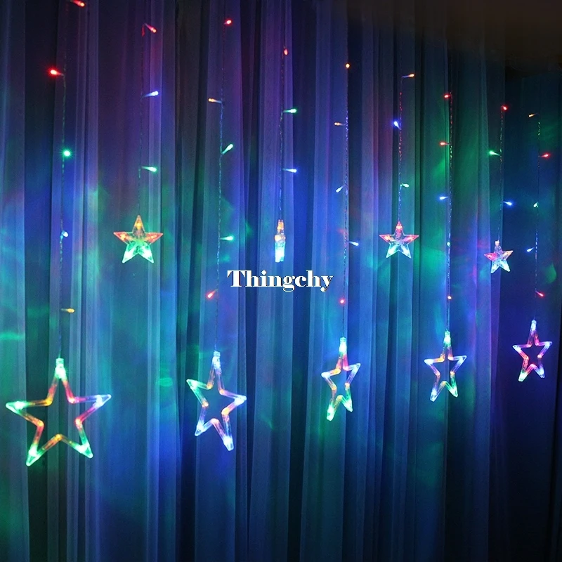 220V 138pcs LED fairy string lights Star Curtain Lights Waterproof outdoor christmas decorations for home wedding Garlands natal 220V 138pcs LED fairy string lights Star Curtain Lights Waterproof outdoor christmas decorations for home wedding Garlands natal