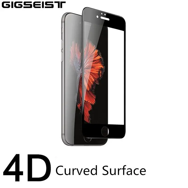Gigseist 9 H Verre Trempe 4D Криволинейной Поверхности Экрана Защитное Стекло для iphone 6 6s plus 7