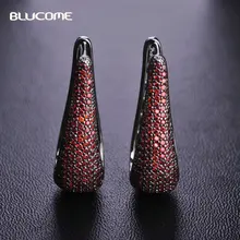 Blucome micro pave aretes de circonio rojo negro plateado arma cobre oorbellen contra la alergia pendiente del perno prisionero perno del oído stud boucle d’oreille