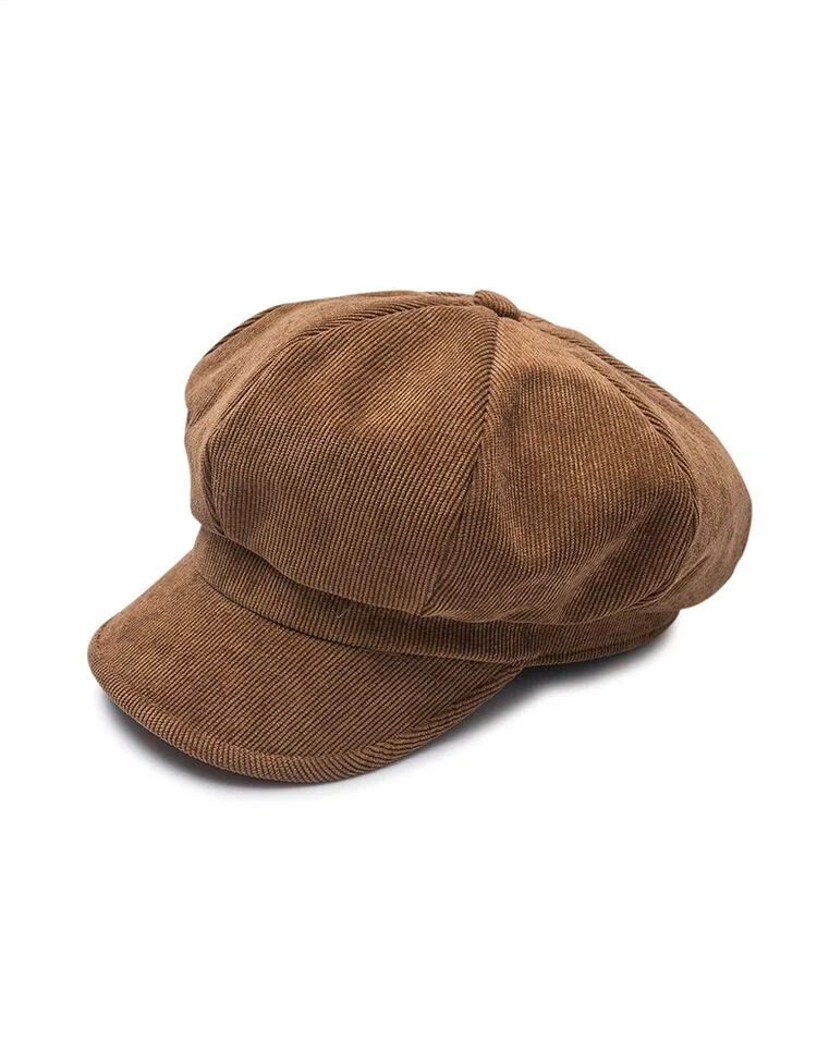 Унисекс восьмиугольная шапка для женщин Зимняя Вельветовая ткань Gorras Planas Мужская Newsboy кепки Женские однотонные шапки для мужчин береты