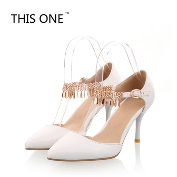 

Metal tassels Decor high heel sandals Thin-bottomed high-heeled shoes Pointed patent leather cross straps Zapatos Mujer 35-46
