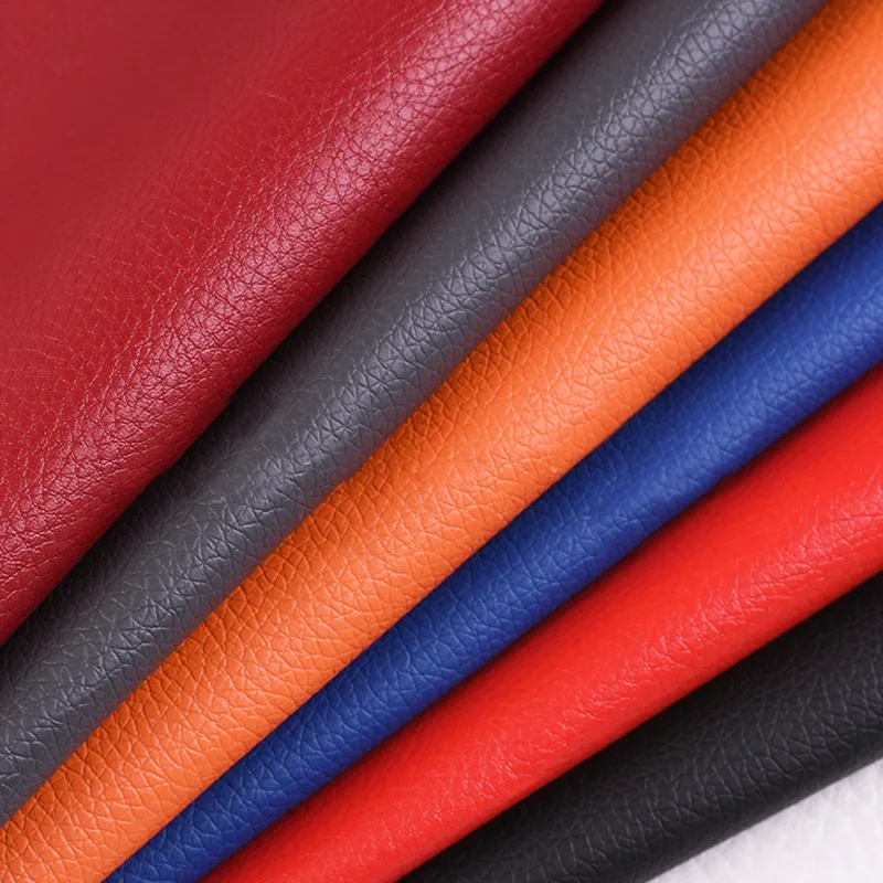 Waterproof 160cm Wide Width Litchi Pattern Faux Leather Fabric For Sofa