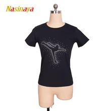 Индивидуальные футболки для фигурного катания, топы для девочек и женщин, тренировочные соревнования, Patinaje, катание на коньках, гимнастика, короткий рукав, 1