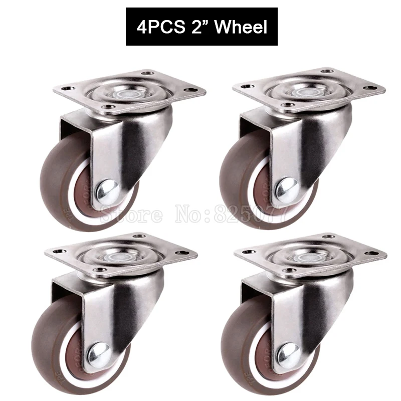 

Brand New 4PCS 2'' Universal Swivel Wheels Castors Tpe Rubber Super Mute Furniture Casters Max Loading 90KG/4PCS