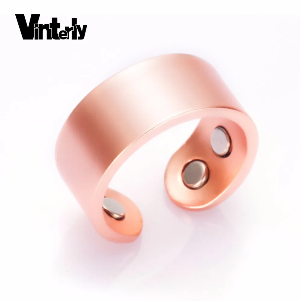 

Vinterly Health Magnetic Ring Men Finger Arthritis Pain Relief Jewelry Simple Adjustable Pure Copper Open Cuff Rings for Women