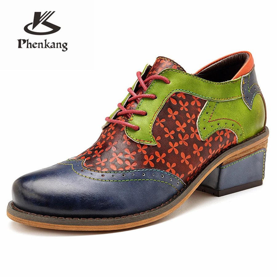 Женские туфли лодочки из натуральной бычьей кожи в стиле ретро винтажные женские