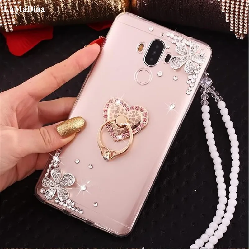 Милый чехол для телефона Samsung Galaxy S7 S8 S9 S10 Note 10 Plus 9 8 с бриллиантами и кольцом на