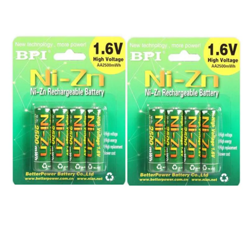 8 шт./лот аккумуляторная батарея BPI AA 2500mWh NI-Zn NI Zn NIZN 1,6 V с чехол для игрушек, MP3, камеры