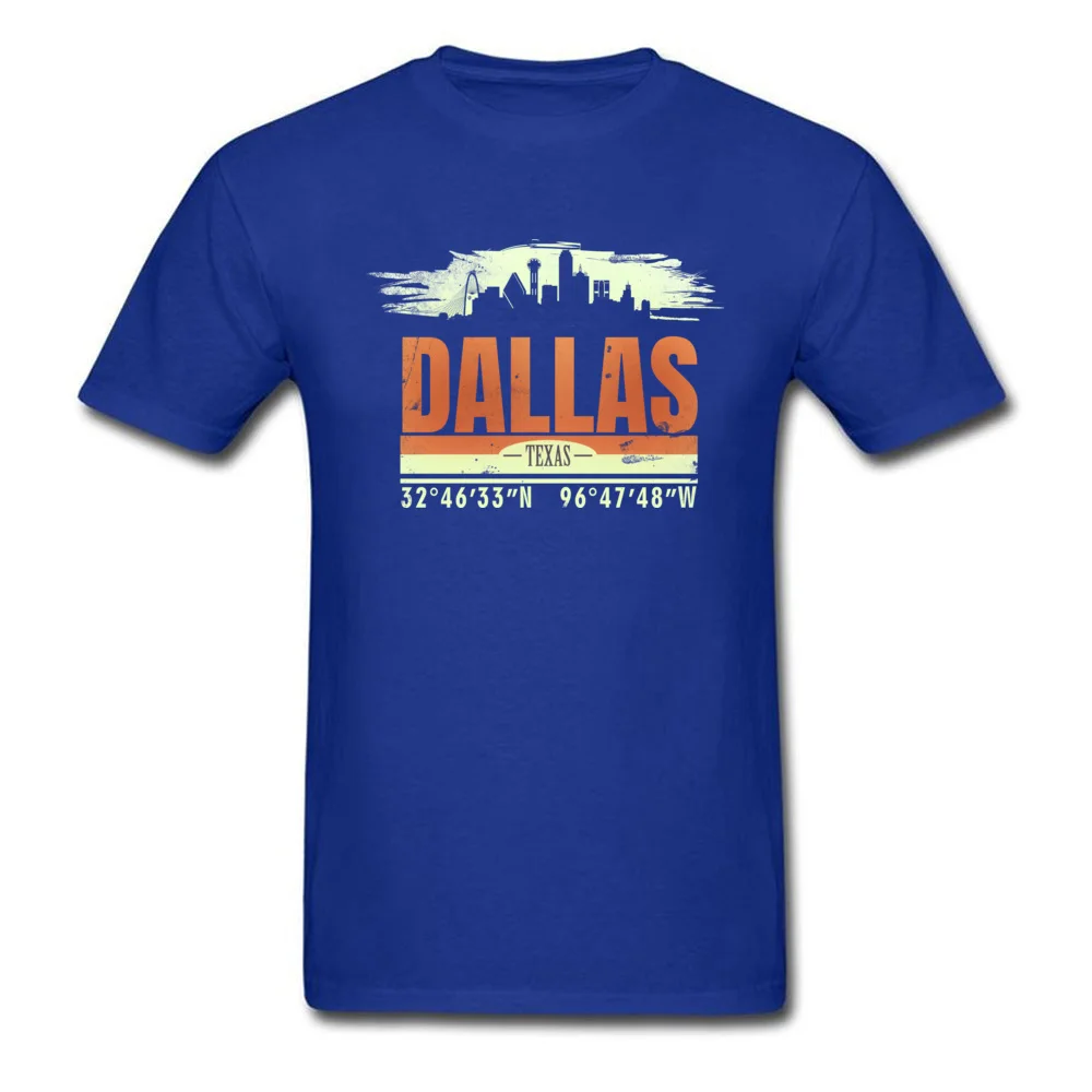T Shirt Dallas City Old School design Summer/Autumn Short Sleeve 100% Cotton O Neck Men Top T-shirts Design Tops Tees Hot Sale Dallas City Old School design blue