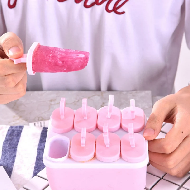

Dropshipping 8 Cell Handle Mould Tray Pan Kitchen 3 Color Frozen Ice Cube Molds Popsicle Maker DIY Ice Cream Tools Cooking Tools