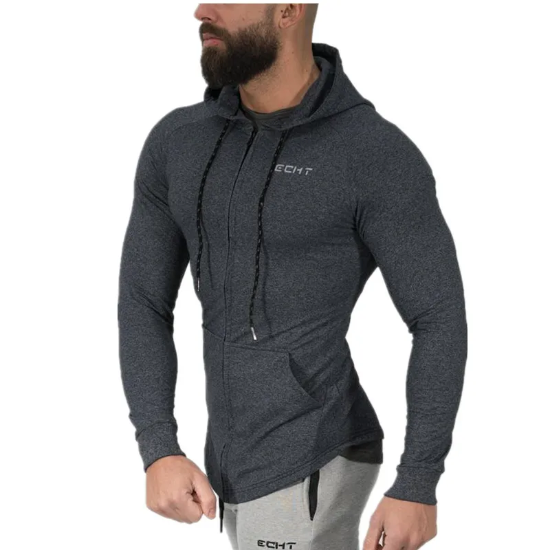 Мужские фирменные толстовки, спортивные толстовки для бега, тренировок, фитнеса, бодибилдинга, модная спортивная мужская куртка с капюшоном, толстовки - Цвет: dark gray