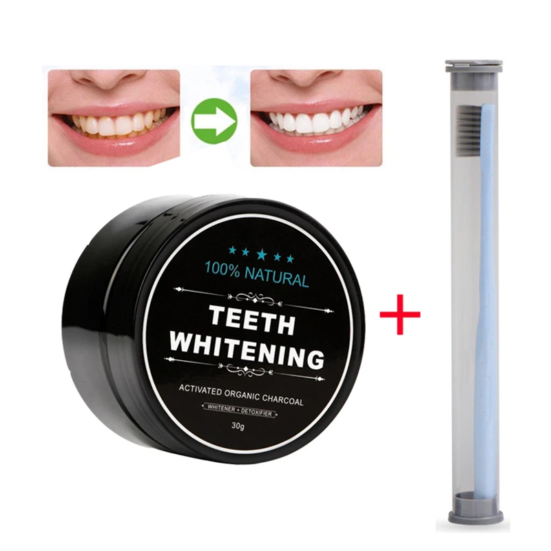 

Natural Bamboo Charcoal Teeth Whitening Powder Set Strong Formula Whiten Tooth Paste with Toothbrush for Oral Hygiene Cleaning