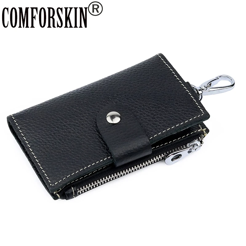 

COMFORSKIN New Arrivals Coin Purse Zipper Pocket 2019 Guaranteed Genuine Leather Card Wallet Men Housekeeper Hot Key Bags Case
