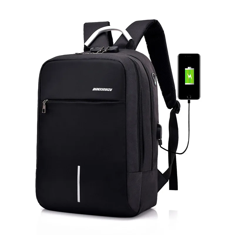 New male fashion code lock bag USB shoulder bag business casual