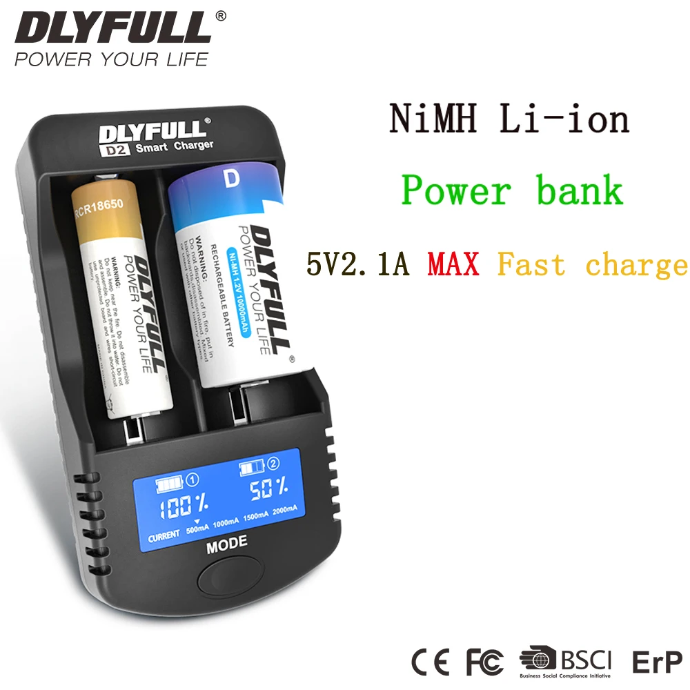RCR123 Chargeur de Batterie Rechargeable Ni-MH Li-ION 18650 Rechargeable ICR//IMR//INR pour 4 pi/èces 26650 22650 18650 18490 18350 17670 17500 16340 14500 10440 Ni-MH AA-AAA AAAA C