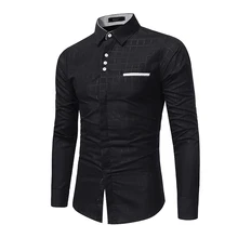 Brand 2018 Fashion Male Shirt Long-Sleeves Tops Simple Plaid Printing Shirt Mens Dress Shirts Slim Men Shirt
