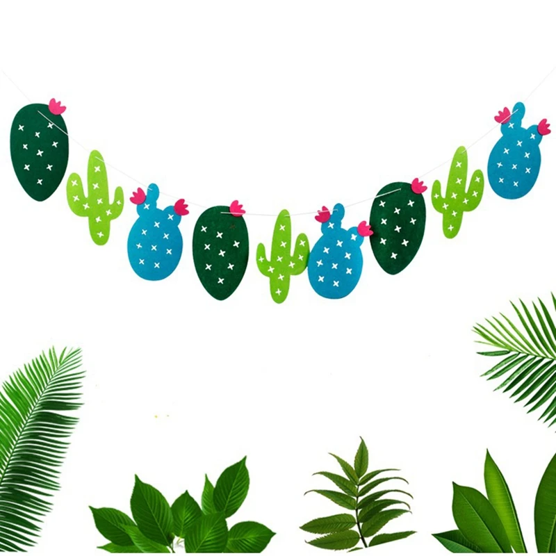 

1 set Non-woven Fabric Cactus Garland Banner Flag Bunting Garland Party Favors Home Decoration Birthday Party Event Supplies